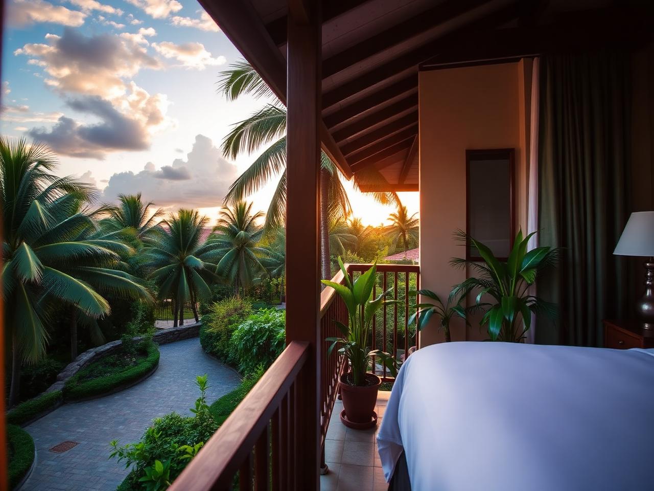 Balcon privé avec vue jardin